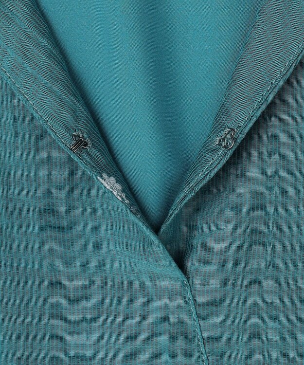 23区 【先行予約/WEB&一部店舗限定】シアーワッシャー 刺繍 ワンピース ターコイズ×グレーフラワー系
