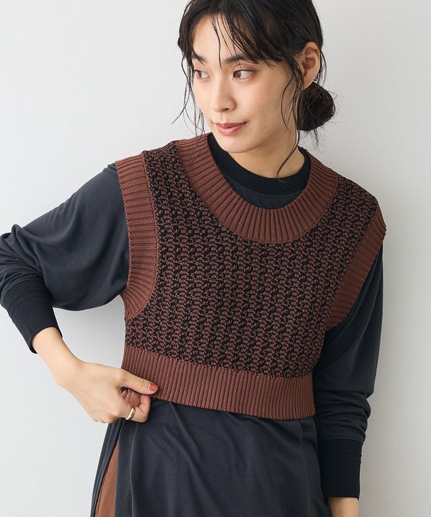 CRAFT STANDARD BOUTIQUE ジャガードショートニットベスト Brown
