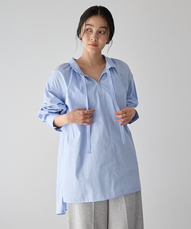 YECCA VECCA タイプライタースキッパーオーバーシャツ Sax