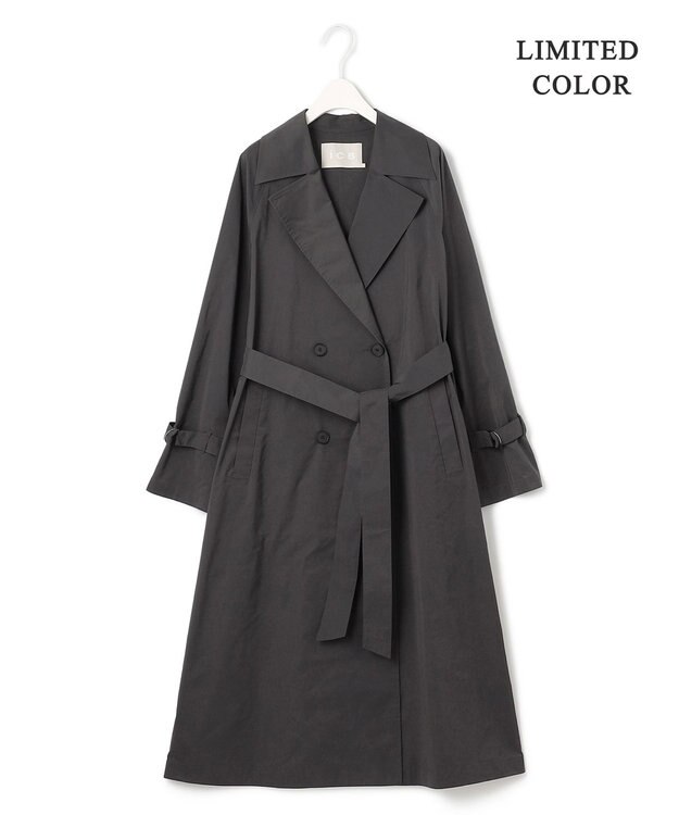 ICB 【撥水加工】 メモリーストレッチタフタ トレンチコート チャコール系［WEB＆一部店舗限定］