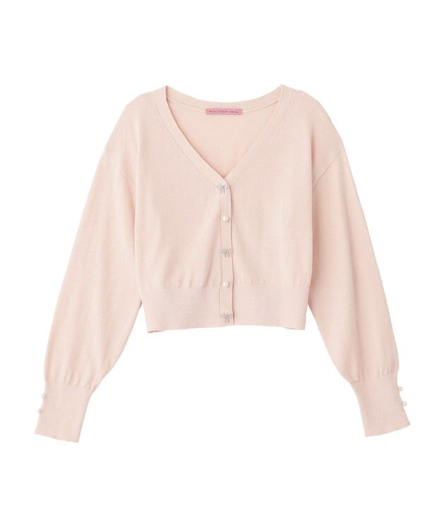 Maison de FLEUR ビジューリボンカーディガン Pink