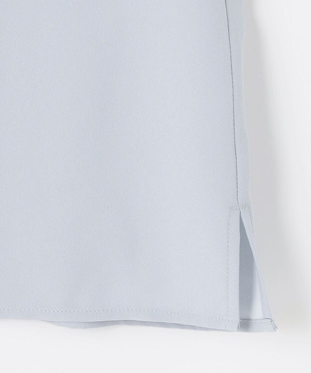 J.PRESS LADIES L 【洗える】ヌーディスバックサテン スタンドカラー ブラウス サックスブルー系