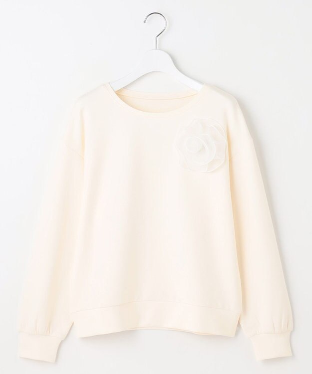 Feroux 【洗える】ローズコサージュ ダンボールプルオーバー アイボリー系