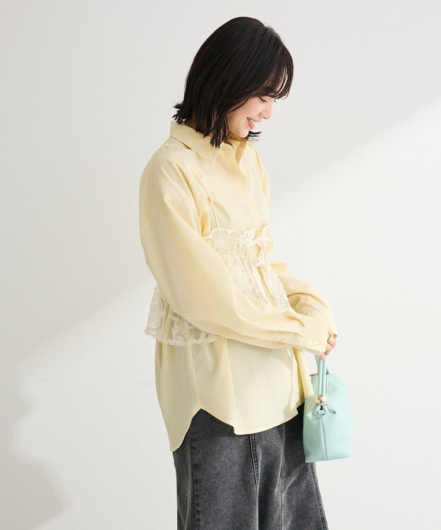 Green Parks ＳＥＴ２点シャツ＋レースビスチェ Yellow