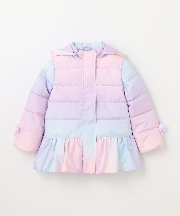 ANY KIDS 【洗濯機OK】中綿リボンコート レインボー