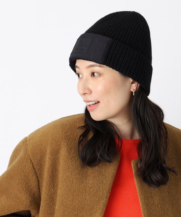 MOONBAT FURLA(フルラ) タフタ刺繍入りニット帽 ブラック