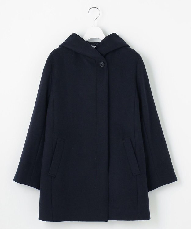 J.PRESS LADIES L ショートビーバー フーデット コート ネイビー系