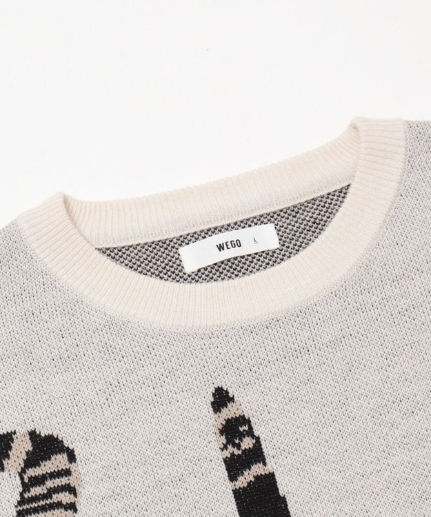 WEGO アニマルジャガードニットプルオーバー ホワイトアイボリー