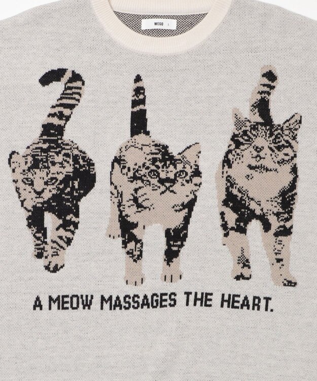 WEGO アニマルジャガードニットプルオーバー ホワイトアイボリー