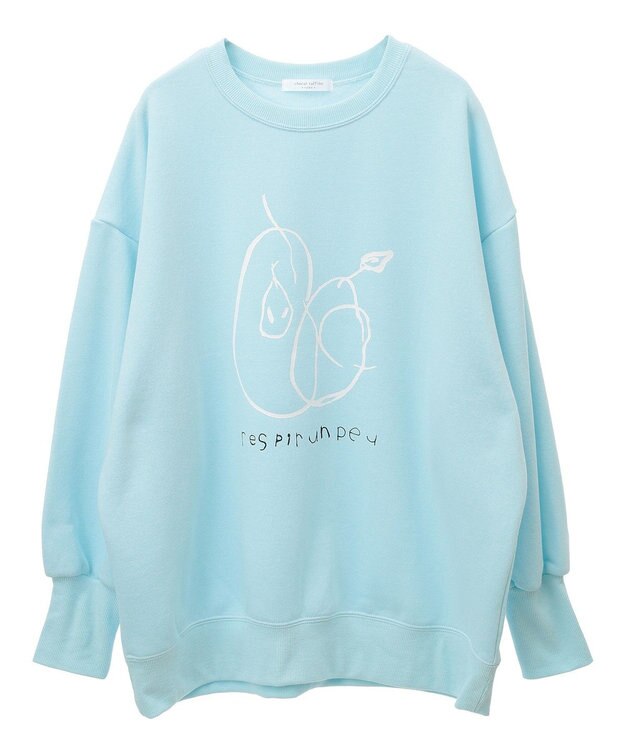 Green Parks 手書きプリントスウェット Sax