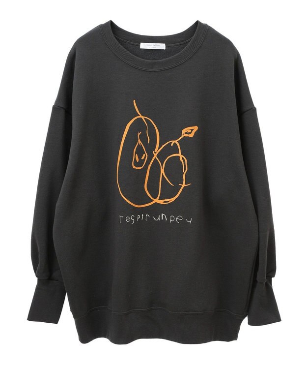 Green Parks 手書きプリントスウェット Charcoal Gray