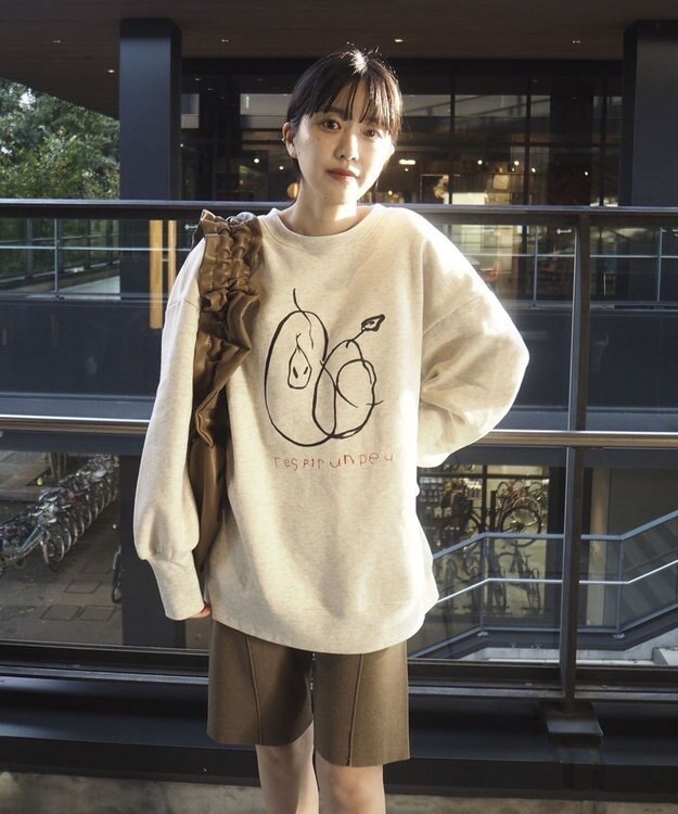 Green Parks 手書きプリントスウェット Oatmeal