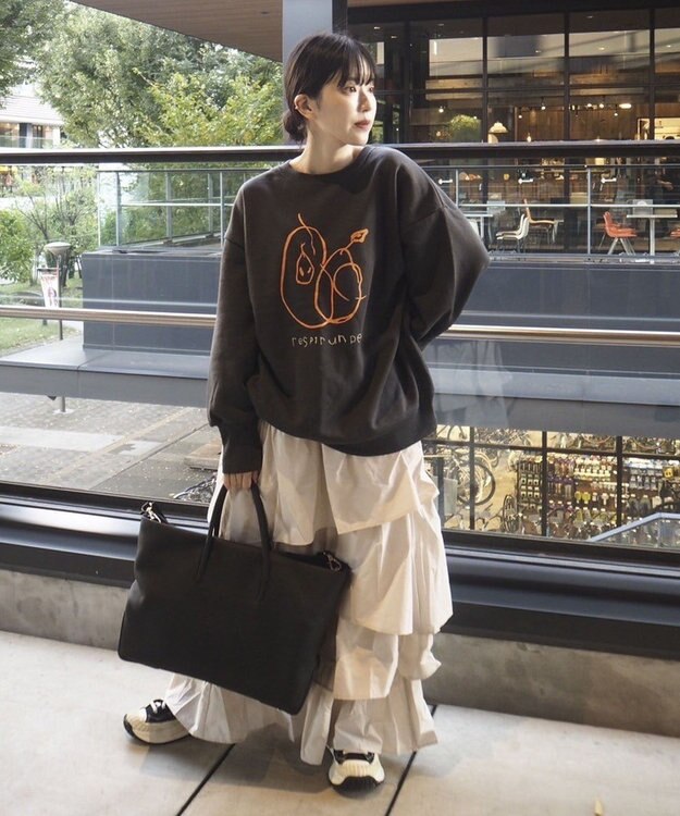 Green Parks 手書きプリントスウェット Charcoal Gray