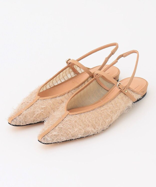 BEIGE， 【一部店舗限定】HENRI EN VARGO / LULU ファーバックストラップパンプス Beige