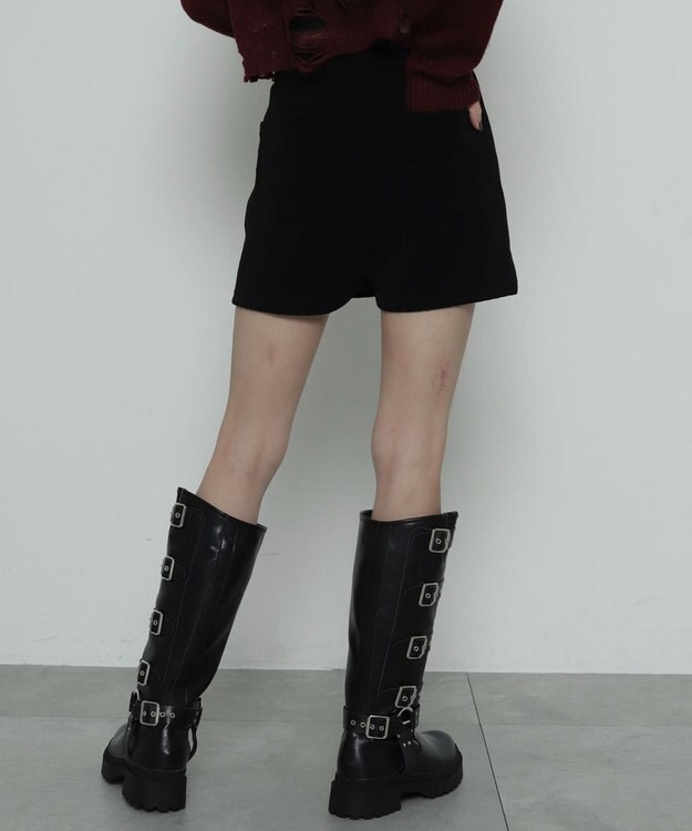 WEGO ジャガードハイウエストタイトショートパンツ ブラック