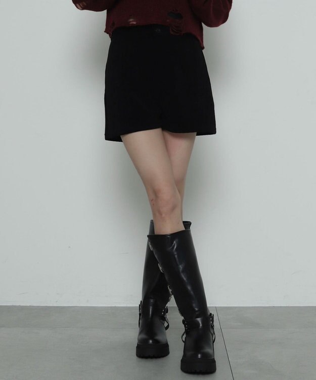 WEGO ジャガードハイウエストタイトショートパンツ ブラック