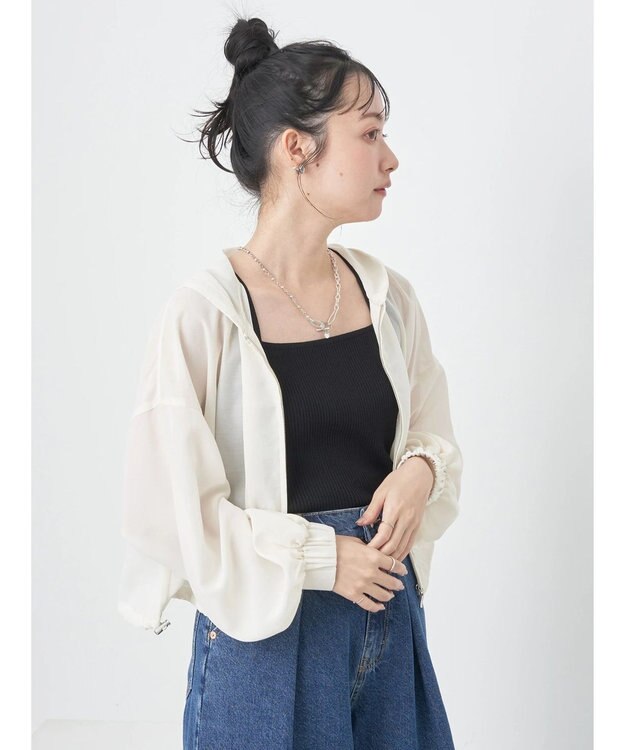 earth music&ecology シアーフードブルゾン Off White