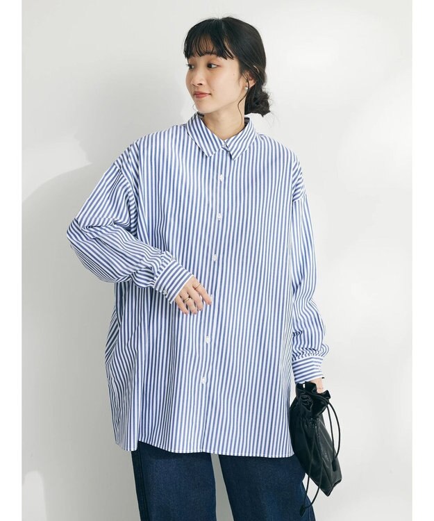 CRAFT STANDARD BOUTIQUE イージーケアオーバーシャツ Stripe Blue