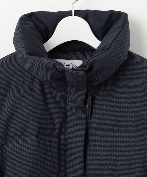 J.PRESS LADIES 【洗える】ポリエステルハウンドトゥース ロング ダウンコート ネイビー系3