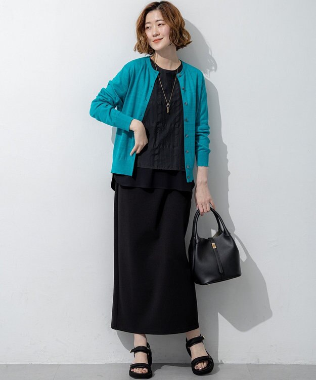 23区 【先行予約】ダブルフェイスジャージー Iラインスカート ブラック系