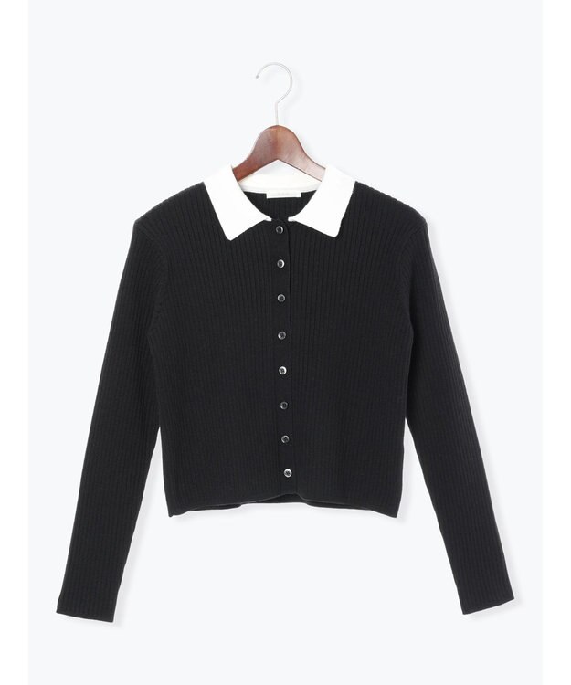 Te chichi ポロカラークロップトカーディガン ブラック