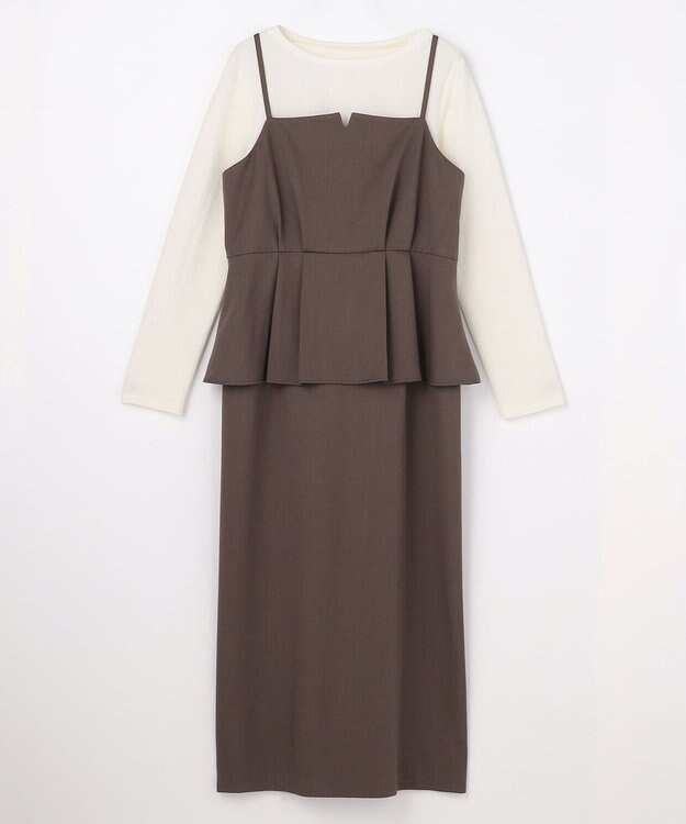 ANY SIS L キャミワンピース × カットソー セット モカ