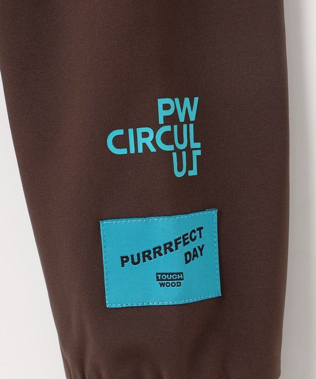 PW CIRCULUS 【裏起毛であたたか】【MEN】WAVY LOGO  裏起毛ロングスリーブモックネックT ゴルフ ダークブラウン系