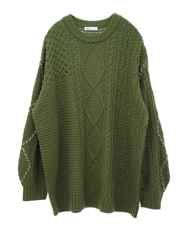 CRAFT STANDARD BOUTIQUE ハンドステッチケーブルニットチュニック Green