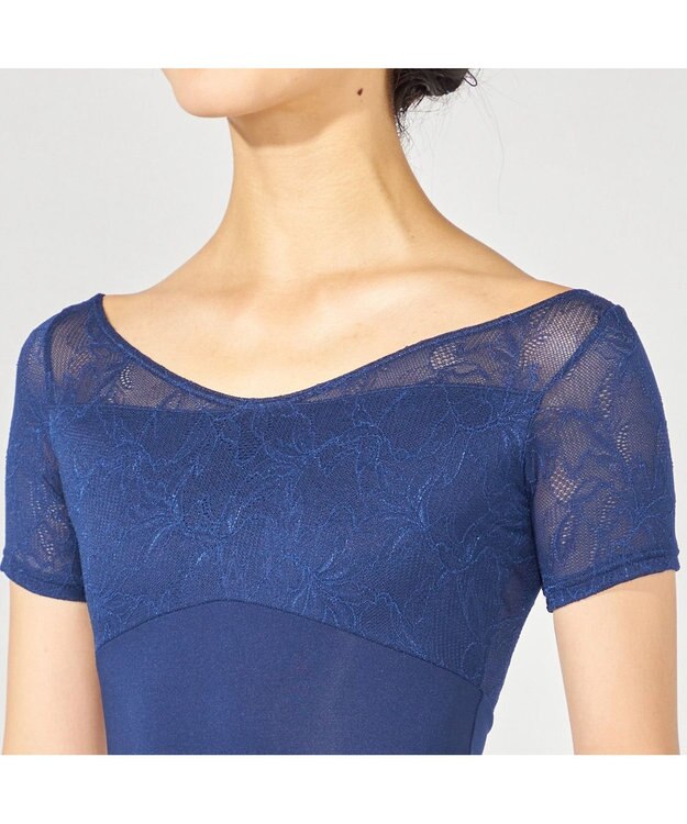 Chacott ハーフスリーブレオタード コバルトブルー