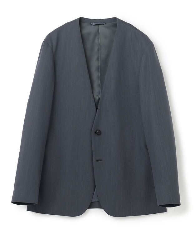 JOSEPH HOMME 【洗えるWOOLセットアップ】ウーステッドバラシャ　ノーカラージャケット ライトグレー系