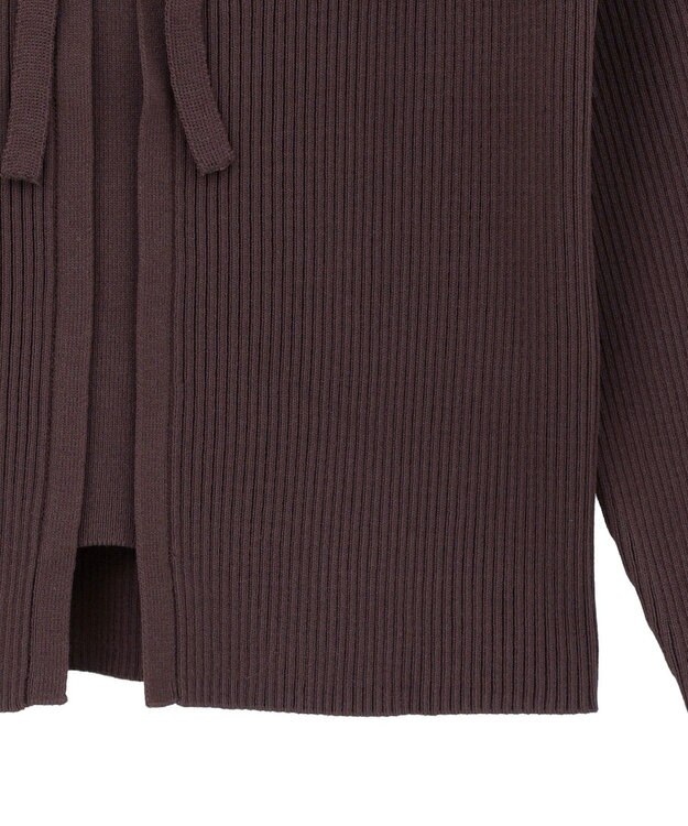 earth music&ecology レイヤード風ギャザーショルダーリブニット Brown