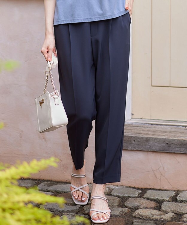 ANY SIS L 【接触冷感＆UVカット】サラキレイ テーパードパンツ ネイビー