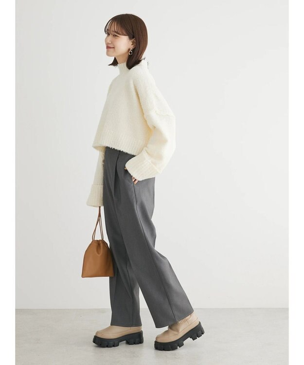 Green Parks ・Ｐｅｔｉｔ　Ｆｌｅｕｒ　ブークレワイドニット Off White