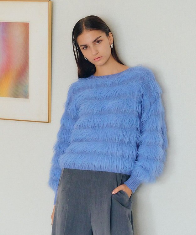 YECCA VECCA フェザーボーダーニット