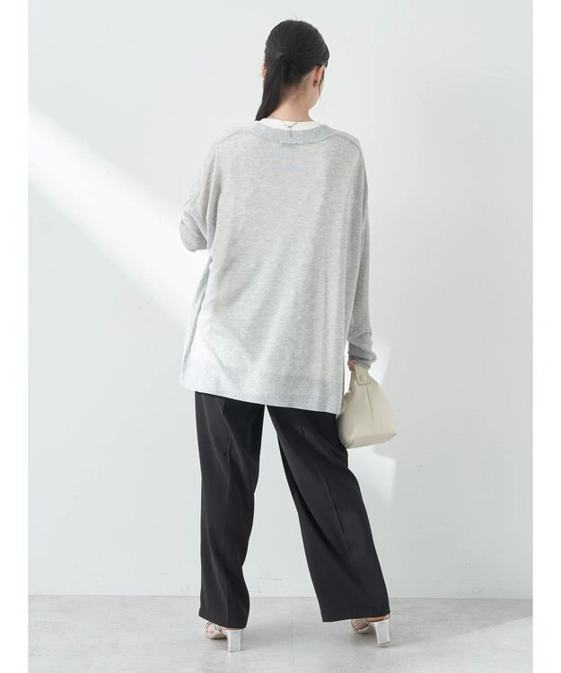 earth music&ecology シアーＢＩＧカーディガン Gray Mixture