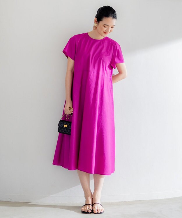 組曲 【洗える・共布ベルト付き】ナチュラル サマードレス パープル系