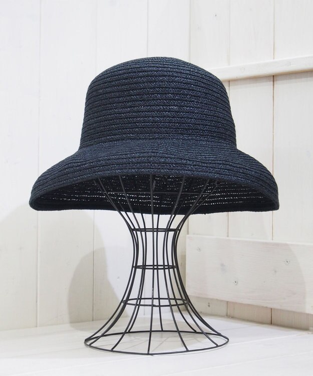 石田製帽 美濃和紙xコットンブレード　ウォッシャブルカサブランカ ブラック