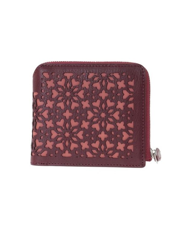 genten カレイド 外ファスナー2つ折り財布 ワイン