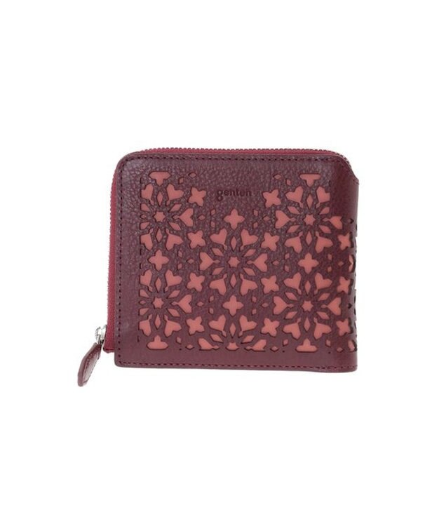 genten カレイド 外ファスナー2つ折り財布 ワイン