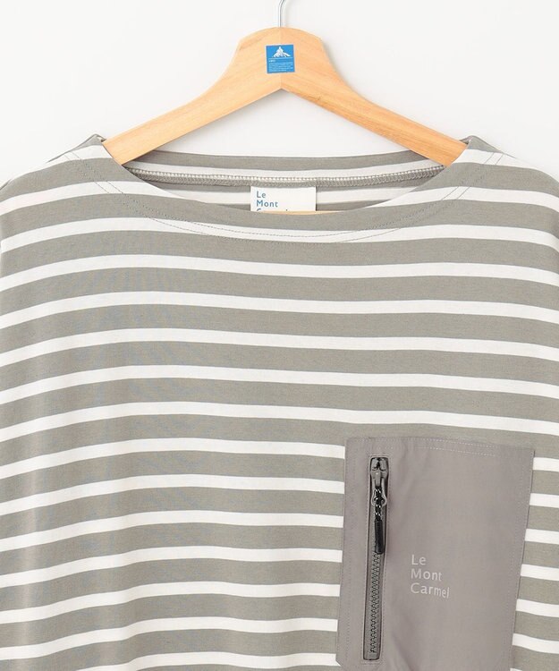 SHARE PARK MENS 【UNISEX】ボートネックボーダーＴシャツ（L・XLサイズ） グレージュ×オフボーダー