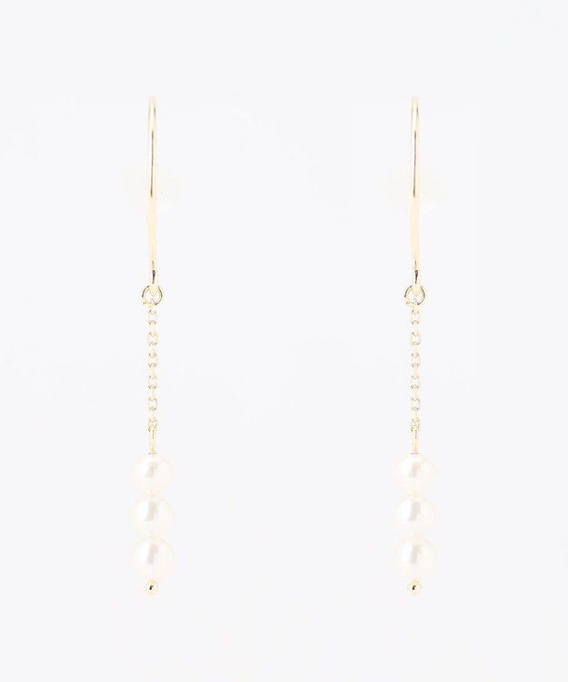 TOCCA 【WEB限定】FRILL PEARL SWING PIERCED EARRINGS K10ゴールド 淡水パールピアス イエローゴールド系