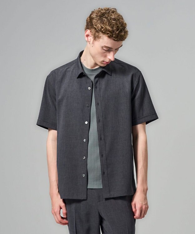 JOSEPH HOMME 【新柄】【機能素材】テクノボイルストレッチ レギュラーカラー半袖シャツ グレー系