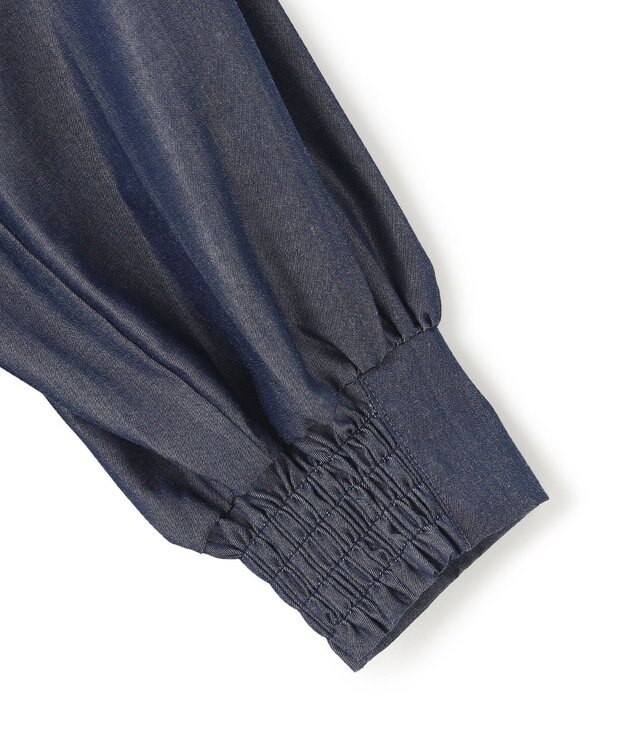 UNFILO シャンブレーデニム ギャザーブラウス インディゴ