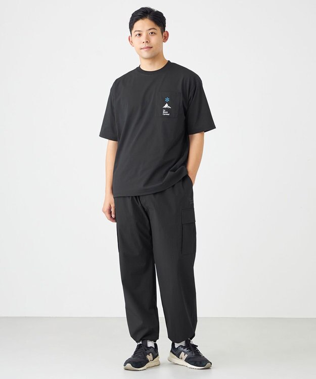 SHARE PARK MENS 【UVカット・吸水速乾・ストレッチ・軽量 】ポケットロゴTシャツ（L・XLサイズ） ブラック系