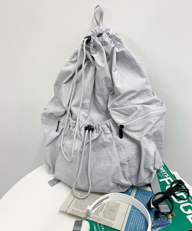 WEGO ドロストデザインリュック ライトグレー