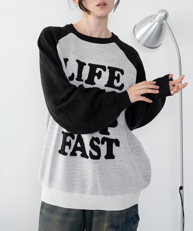 WEGO 【洗える】グラフィックニットBIGプルオーバー 柄10