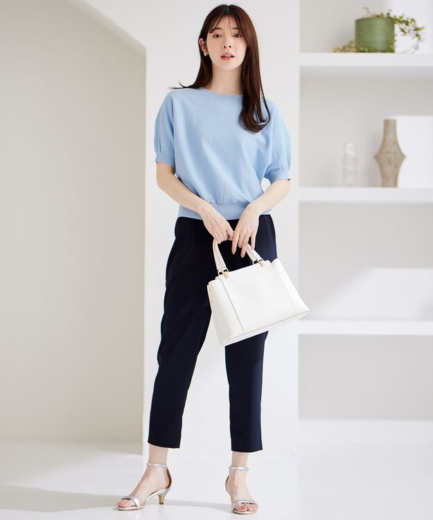 ANY SIS 【洗える】ドルマンスリーブラメ ニット ライトブルー