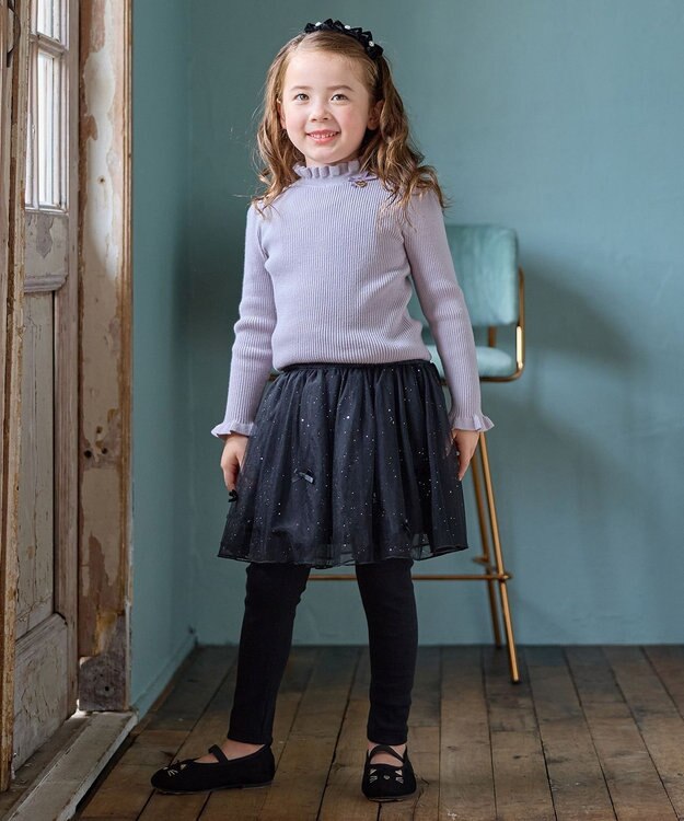 ANY KIDS 首フリルしあわせタッチニット サックスブルー