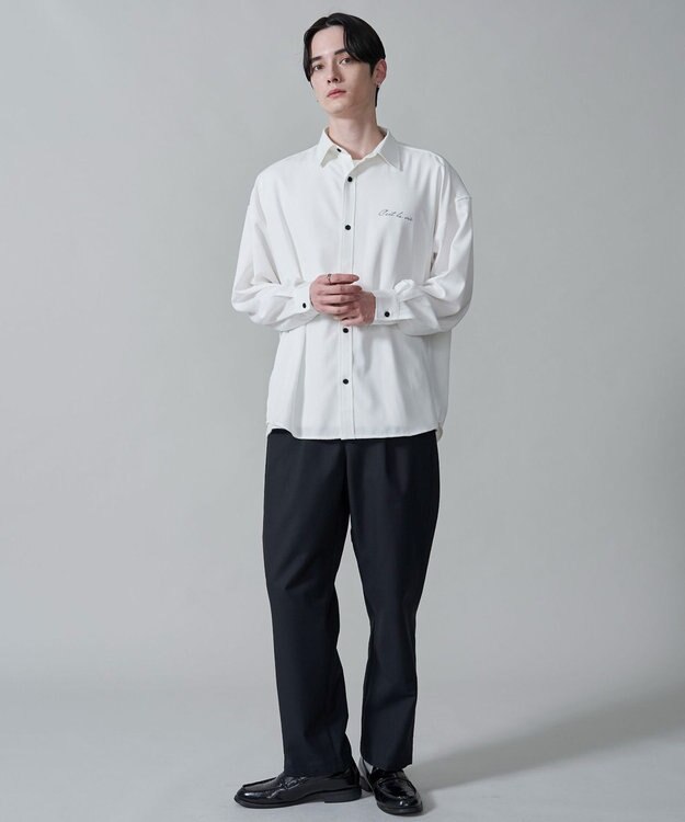 WEGO アムンゼンワンポイントBIGシャツ（LS） ホワイト