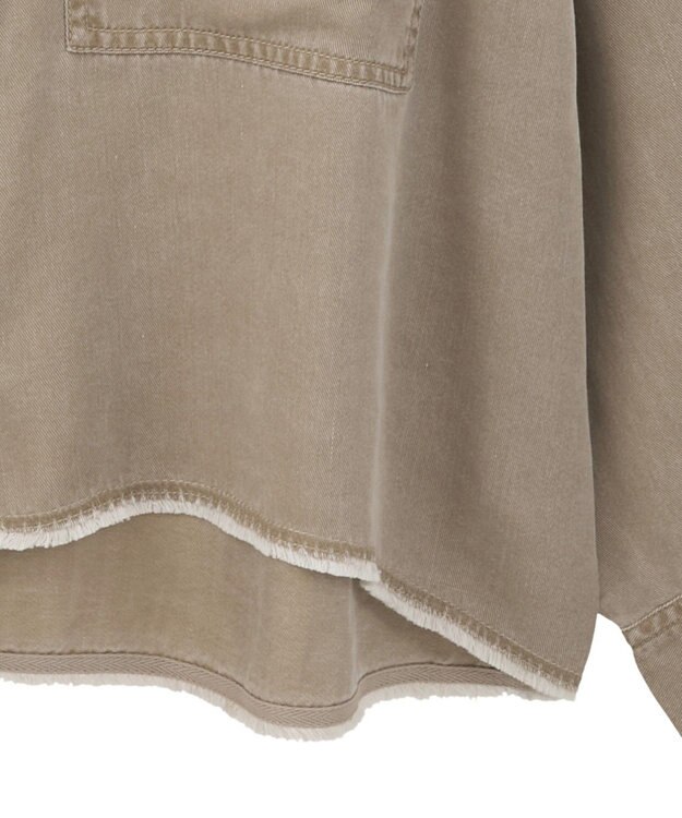 Green Parks 裾フリンジウ゛ィンテージ風シャツ Brown